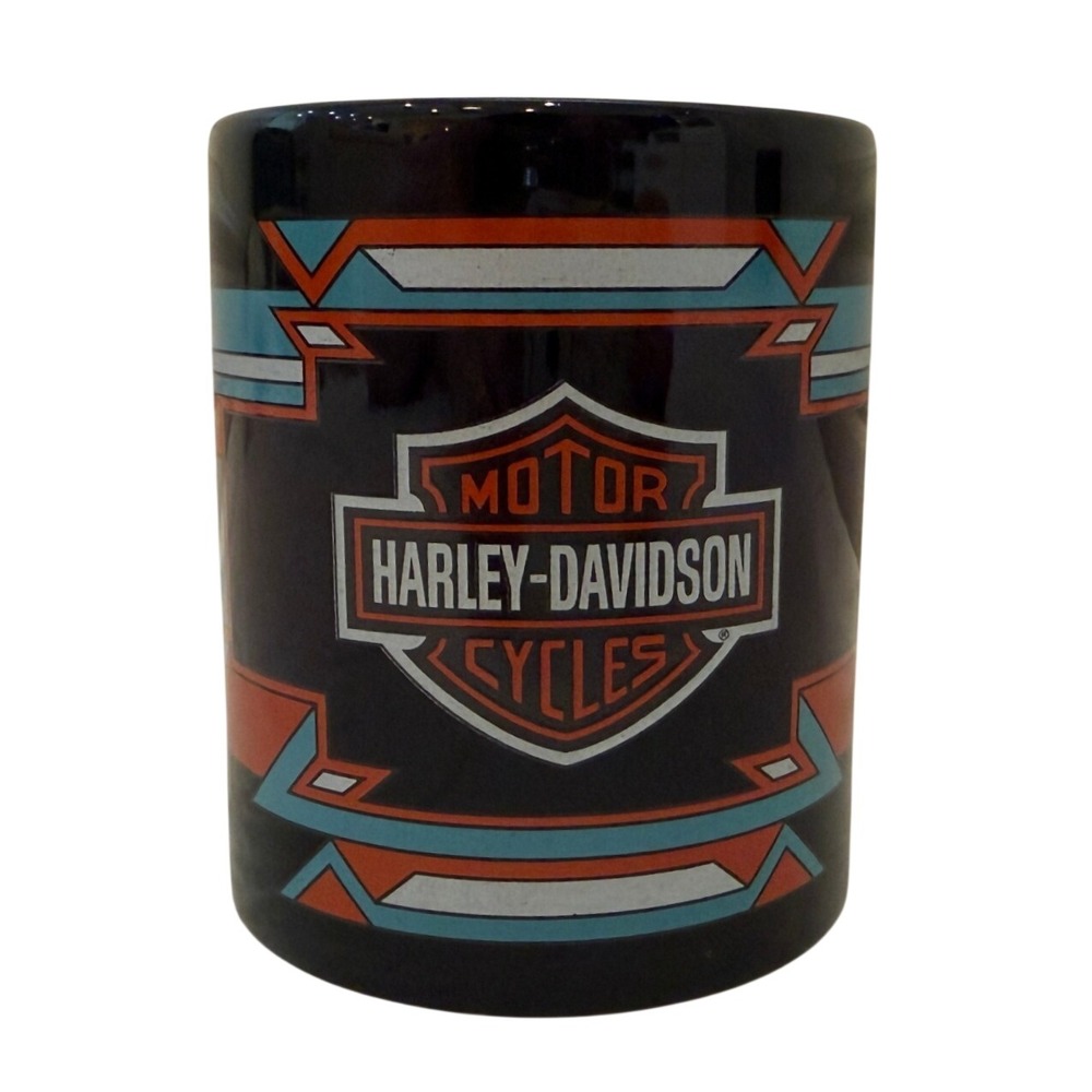 Vintage 1998 Harley-Davidson Coffee Mug Black Southwestern Bar & Shield Logo